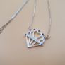 925 Sterling Silver Heart Crown Pendant Necklace with Blue & White CZ Stones Elegant Royal Design Image 9