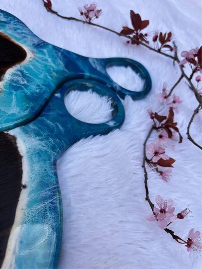 Set of 2 Handmade Ocean Resin Charcuterie / Serving Boards