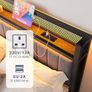 Double Bed Frame with Upholstered Headboard, Wooden Storage Headboard Shelf, 4ft6 Upholstered Bed Frame Image 3