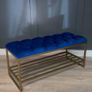 Mustard Eco-Leather Bench with Gold Metal Shoe Rack Image 5