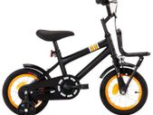 Kids Bike with Front Carrier 12 inch Black and Orange