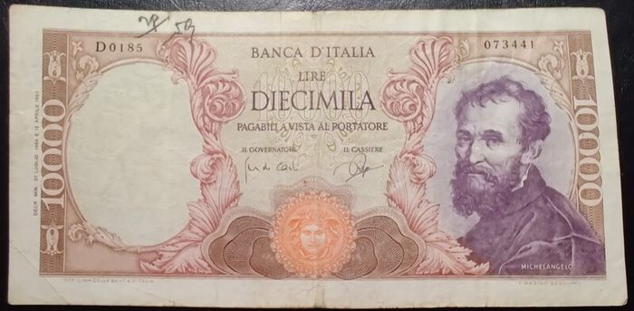 10000 Lire (Michelangelo) 1964 Italy