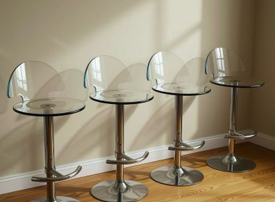 4 Modern Chrome Bar Stools