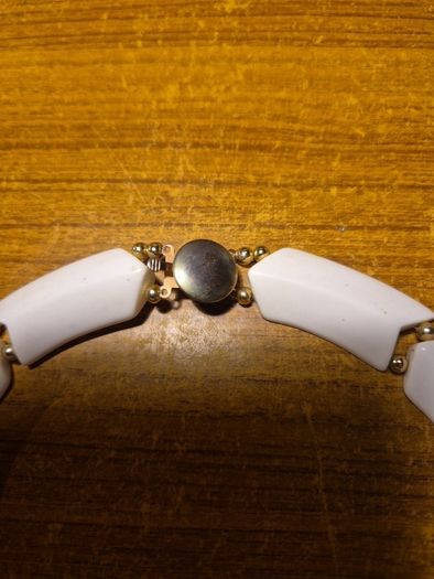 Vintage Black and White chunky beaded collar V necklace