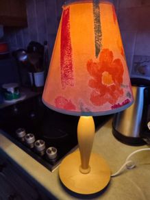 Funky Wood Table Lamp with lampshade.