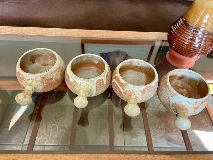 Rare Youghal Irish Studio Pottery Soup Bowls with Handles Japandi