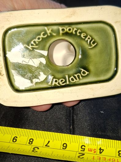 Vintage Green Glazed Ceramic of an Irish Round Tower and Church by Knock Pottery in Ireland and a Vintage Angel, Postage Available or Collection
