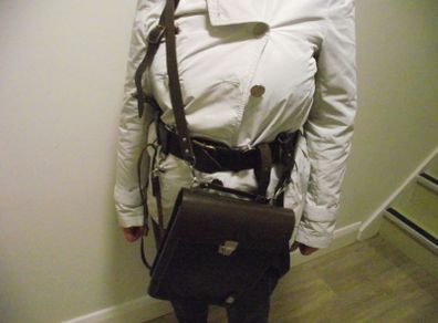 1970s Soviet Military Army Officer's Leather Sam Browne Belt with Field Bag Map-case