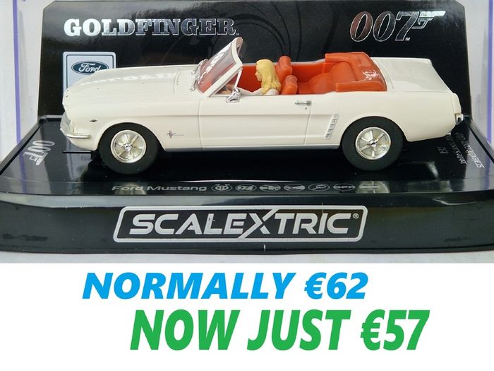 Scalextric 'Bond' Ford Mustang (Goldfinger) Slot Car ( C4404 TV street supercar classic touring )