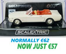 Scalextric 'Bond' Ford Mustang (Goldfinger) Slot Car ( C4404 TV street supercar classic touring )
