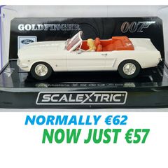 Scalextric 'Bond' Ford Mustang (Goldfinger) Slot Car ( C4404 TV street supercar classic touring )