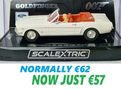 Scalextric 'Bond' Ford Mustang (Goldfinger) Slot Car ( C4404 TV street supercar classic touring )