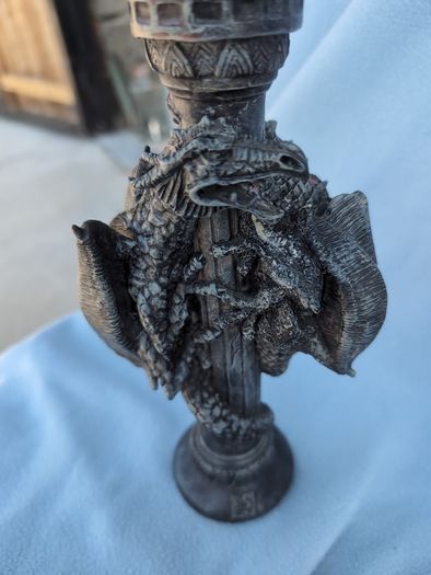 Gothic fantasy dragon pillar candlestick