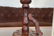 Primitive Candle Stick Antique Style Wood with Iron Tacks