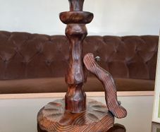 Primitive Candle Stick Antique Style Wood with Iron Tacks