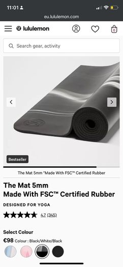 5mm Lululemon Yoga Mat - 2 sided for hot yoga