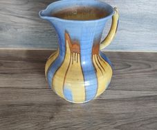 Vintage Large Water Jug Shelley 1930s Yellow Striped Blue