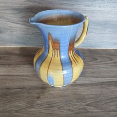 Vintage Large Water Jug Shelley 1930s Yellow Striped Blue