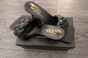 EGO black braided leather mule heels
