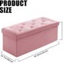 NEW | Folding Storage Ottoman Bench, Velvet Large Footstools Cube for Living Room and Bedroom 110 x 40 x 40 cm - Hot Pink Image 5