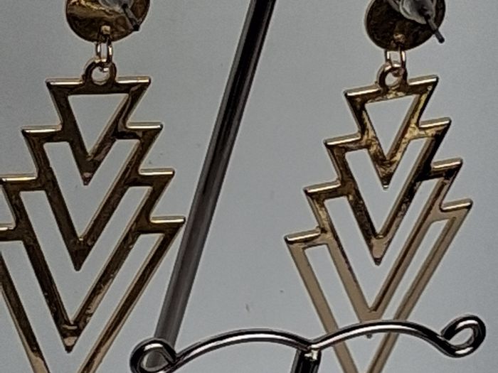 Gold Chevron Geo Hollow Out Earrings