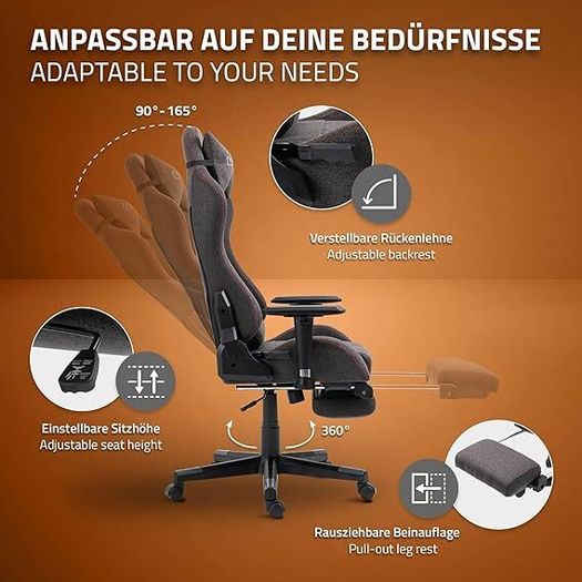 Gaming Chair,  Ergonomic Office Chair, Adjustable Swivel Chair, Racing Gamer Chair with Armrest, Headrest, Lumbar Cushion, Footrest, Desk Chair, Sports Seat, Executive Chair