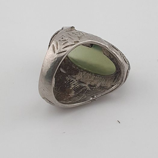 Ancient Handmade Brass With Antique Jade Ring