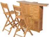 3 Piece Bistro Set with Folding Chairs Solid Teak Wood
