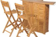 3 Piece Bistro Set with Folding Chairs Solid Teak Wood