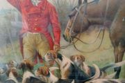 Pair Antique Equestrian prints, hunting prints, vintage lithograph