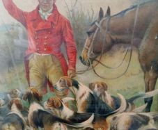 Pair Antique Equestrian prints, hunting prints, vintage lithograph