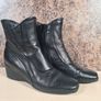 Womens CLARKS black wedge casual boots zip up ankle Size UK 7.5 EU 41 Image 2