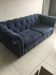 DFA Navy 3 seater, 2 seater and footstool with storage