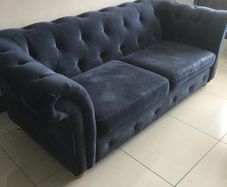 DFA Navy 3 seater, 2 seater and footstool with storage