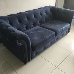 DFA Navy 3 seater, 2 seater and footstool with storage