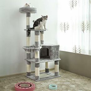 New Cat Tower, Condo and Basket, Kitten Furniture Activity Centre 138cm - FREE Delivery