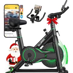 Exercise Bike for Home Use, Adjustable Magnetic Resistance Spin bike with Smart APP, Home Gym Equipment Stationary Bike with Dumbbell Rack, LCD Display, Tablet Holder, 180KG Weight Capacity