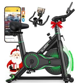 Exercise Bike for Home Use, Adjustable Magnetic Resistance Spin bike with Smart APP, Home Gym Equipment Stationary Bike with Dumbbell Rack, LCD Display, Tablet Holder, 180KG Weight Capacity
