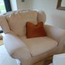 cream armchair 105cm w x 83cm d (pair available) + footstool extra Image 2