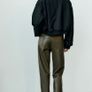 Fab Zara High Waist Khaki Green Faux Leather Straight Wide Leg Trousers   Size L UK 14 Runs big Image 7