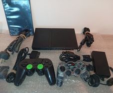 Sony Ps2 Slim  With 2 Controllers Memory Card And Loose Game