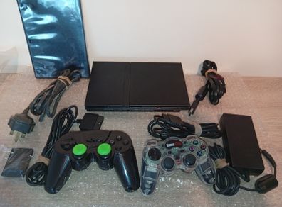 Sony Ps2 Slim  With 2 Controllers Memory Card And Loose Game