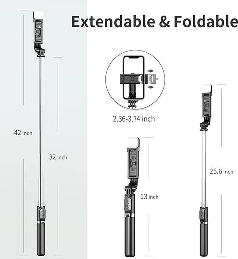 Selfie Stick Tripod with Fill Light, Tupwoon Extendable Selfie Stick 41 Inch and Flexible Phone Tripod Stand with Wireless Remote AVAILABLE IN WHITE OR BLACK (FREE SHIPPING)