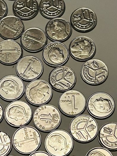 Belgian 1 Franc Coins. Bundle. 1990s. Around 150 in total