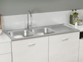 Kitchen Sink with Double Sinks Silver 1200x600x155 mm Stainless Steel