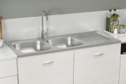 Kitchen Sink with Double Sinks Silver 1200x600x155 mm Stainless Steel