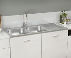 Kitchen Sink with Double Sinks Silver 1200x600x155 mm Stainless Steel