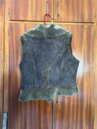 Ladies fur lined suede gilet