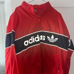 Vintage Adidas Trefoil windbreaker jacket - red and navy