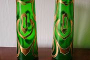 Art Noveau enamel painted vases